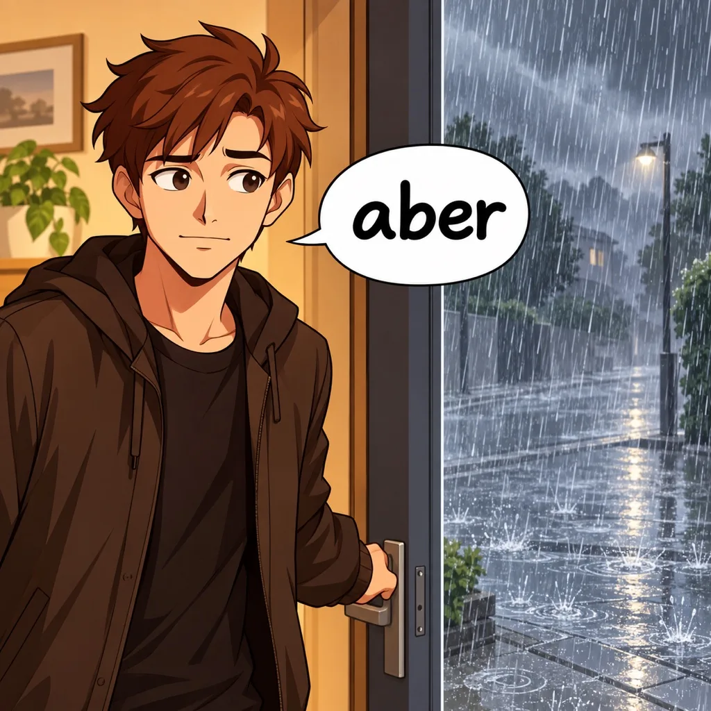 Ich möchte gehen, aber es regnet stark. — 가고 싶지만 비가 많이 와요.